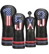 Golf Head Covers, 4pcs or 1pc USA Stars and Stripes Golf Club Covers for Woods and Driver Fairway...