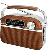 Retro AM FM Portable Radio Bluetooth Speak, Battery Operated Radio by 2X D Cell Batteries Or AC P...