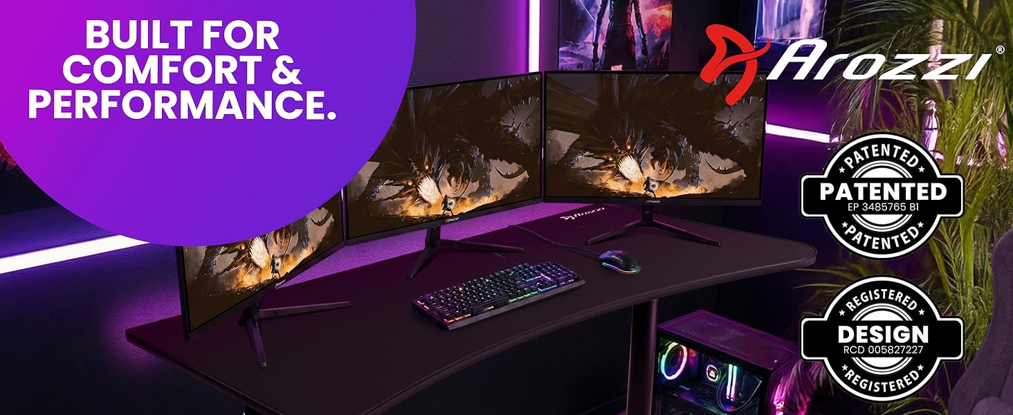Gamer desk with spacious surface &amp;amp; cable management