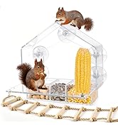 Window Squirrel Feeder for Outside, Large Squirrel Feeder Squirrel House with Ladders 5 Suction C...