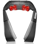GAXEZO Shiatsu Back and Neck Massager with Heat, Deep Tissue Kneading Back Massager for Pain Reli...