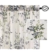 H.VERSAILTEX Linen Sheer Curtains for Living Room Curtains 63 Inches Long Light Filtering Rod Poc...