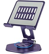 SOJUNER Tablet Stand Adjustable, Swivel iPad Stand with 360 Rotating Base, Aluminum Foldable Desk...