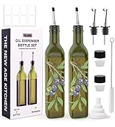 COOLMI Oil and Vinegar Dispenser Set - 17oz/500ML Premium Glass Olive Oil Dispenser Bottles for K...