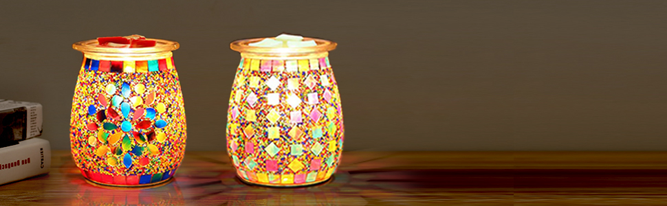 Mosaic glass electric wax warmer