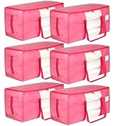 VTSVTS Pink Heavy Duty Moving Bags, 6 pcs Large Storage Bins with Lids, 29 x 14 x 14 In Moving To...