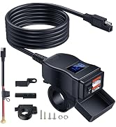 EXTRACTME Motorcycle USB Charger, Total 36W Dual USB QC3.0 Motorcycle Phone Charger with Voltage ...