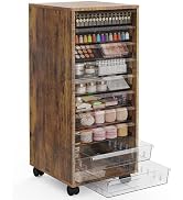 WOPITUES Plastic Storage Drawer Cart, Makeup Organizer and Storage with 10 Large Clear Drawers, U...