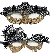 TFTSR Masquerade Masks for Women Couples,Men Mardi Gras Mask,Girls Black Gold Lace Eyes Costume,A...