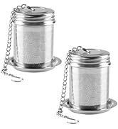 2Pack Tea Infuser Tea Strainer for Loose Tea, Stainless Steel Tea Ball with Chain Hook and Drip T...