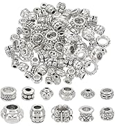 PH PandaHall 120pcs 12 Style Silver Spacers Metal Antique Spacers Beads Barrel Column Butterfly F...