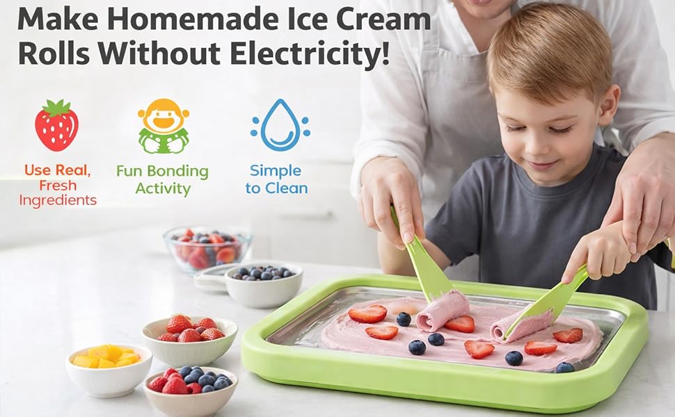 Kids with parents making ice cream