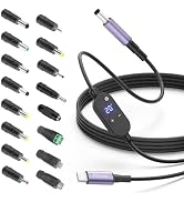 USB C to DC Adapter 140W USB C to Barrel Plug Adapter with 16 Tips 4.9FT | Barrel PD Trigger Cabl...