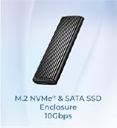 M.2 NVMe SATA SSD Enclosure, ICY BOX SSD Enclosure Adapter, Tool-Free USB C External, USB 3.2 Gen...