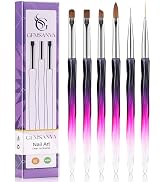GEMSANVA 6Pcs Nail Art Brushes Set | Clean Up Brush, Liner, Polish &amp; Extension Gel Brush | Nail P...