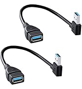 Oxsubor SuperSpeed USB 3.0 Male to Female Extension Data Cable Left and Right Angle 2PCS (20CM,8IN)