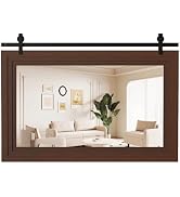 ALBAD 40 Inch Rustic Wall Mirror Wood Farmhouse Wall-Mounted Mirror for Bathroom, Bedroom, Living...