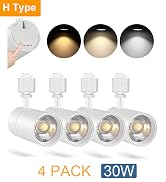 VANoopee 3-Color 30W H Track Lighting Heads Dimmable Bright LED Track Lighting Fixtures Accent Ta...