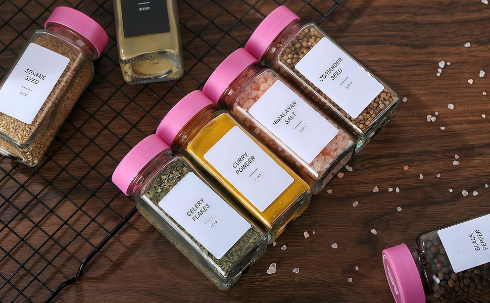 Pink Spice Jars with Lable