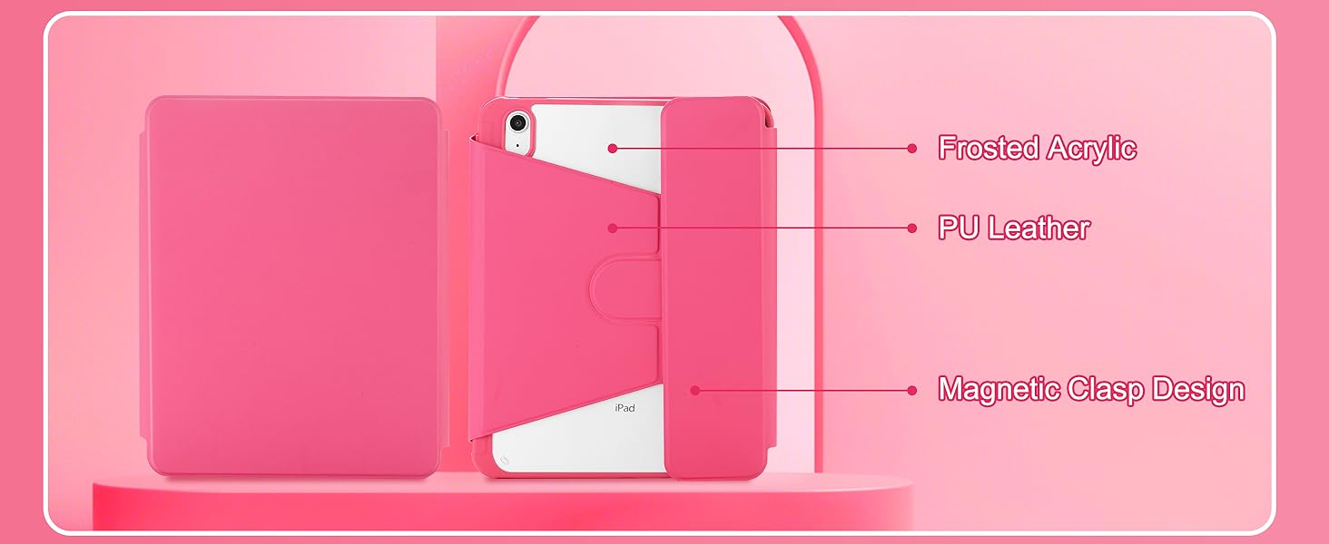 iPad 10th Gen Rotating Keyboard Case - Red-5