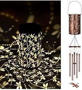 YHmall Solar Wind Chimes for Outside, Dragonfly Gifts for Women Mom Grandma Solar Lantern Windchi...