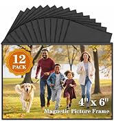 NOBEFY 12 Pack Magnetic Picture Frames for Refrigerator,4x6 Inch,Black | Magnetic Photo Frames Re...