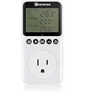 KETOTEK Digital Temperature Controller Outlet Day Night Thermostat Plug Socket Heating Cooling Te...