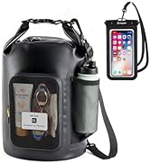 5L Waterproof Dry Bag with Bottle Holder &amp; Mesh Pocket, 500D PVC Tarpaulin Roll Top Dry Sack with...