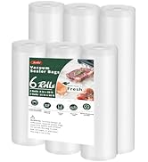 Aotto Vacuum Sealer Bags for Food - 6 Pack 8"x20' (3Rolls) and 11"x20' (3Rolls) Commercial Grade ...