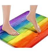 Britimes Bath Mats for Bathroom, Bathroom Mats Rugs No Silp, Colorful Stripe Rainbow Washable Cov...