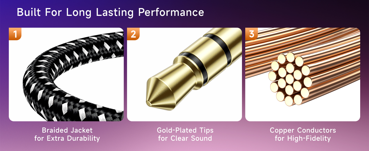 Premium 1/8 to 1/8 Audio Cable – Durable Braided 3.5mm Auxiliary Cable for Clear Stereo Sound