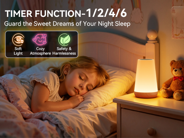 Touch Dimmable Night Lamp with 256 RGB Color Changing for Baby Adult, Breastfeeding, Sleep Aid