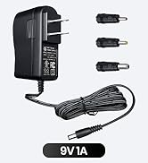 UL Listed 9V 1A 1000mA 6FT Power Supply Adapter with 3 Tips, Horizontal Wall Plug, 9W 0.5A 0.8A A...