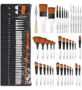 Nicpro 40 PCS Paint Brush Set, Professional Acrylic Paint Brushes with Palette Knife and Canvas R...