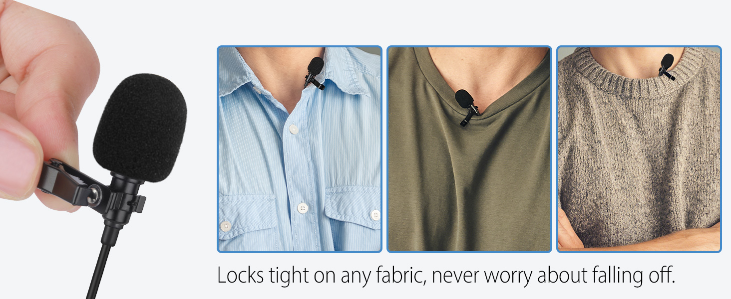 Type c Lavalier Microphone with Secure Clip
