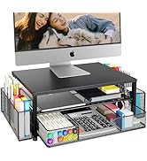 OPNICE Desk Organizer and Accessories, 2-Tier Computer Monitor Stand Riser with Drawer and 2 Pen ...