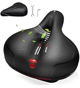 SUNMEG Bike Seat Cushion Comfort for Men Women, Wide Bicycle Saddle Replacement with Dual Shock A...