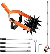 Rotary Cultivator - 43"-72" 4-Piece Threaded Stainless Steel Handle, 6" Hardened Steel Tines, for...
