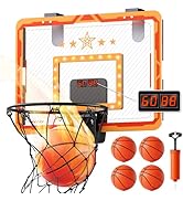 MindPal Indoor Basketball Hoop, Presents for Boys 8-12, Bedroom Basketball Hoop with Ball, Led Li...