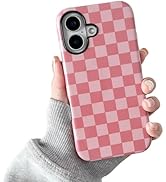 CHEDEMK Compatible with iPhone 16 Case, Cute Aesthetic Fashion Colorful Checkered Cover for Women...