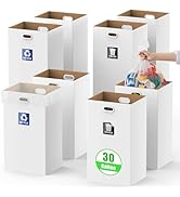 CINNIE&amp;JHIN 30 Gallon Corrugated Cardboard Disposable Trash Cans with Built-in Handles, Heavy Dut...