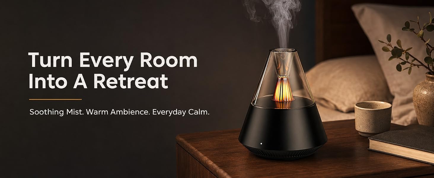 TriPro Essential Oils Aroma Diffuser,Portable Humidifier with Cool Mist and Warm Light Effect