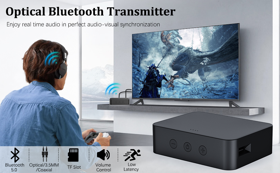 Optical Bluetooth 5.0 Transmitter Receiver for TV