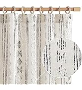 jinchan Boho Curtains Linen for Living Room Farmhouse Black 84 Inch Length 2 Panels Bedroom Geome...