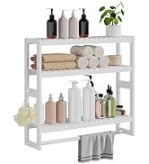 RRX Bathroom Shelf Storage Organizer, Bathroom Shelf 3-Tier Adjustable Layer Bamboo Organizer wit...