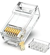 CNCOB Cat6 Connector RJ45 Connectors 100pcs UTP 8P8C RJ45 2 Pieces Load Bar Modular Plug Gold Pla...