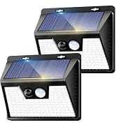Solar Lights Outdoor 2 Pack, 140LED/3 Modes Motion Sensor Wall Lights Solar Powered, Wireless IP6...