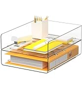 Gawerk Clear Desk Organizer, Set of 2 Stackable Desk Paper Letter Tray Organizer Office Desktop F...