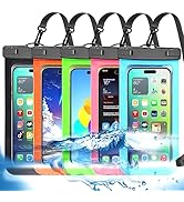 5 Pack Multicolor Universal Waterproof Phone Pouch, Large Phone Waterproof Case Dry Bag (Protecti...