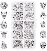 PH PandaHall 10 Style Animal Jewelry Spacer Beads, 100pcs Lion Crown Skull Leopard Wolf Buddha He...